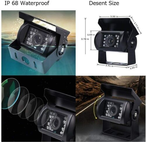 9" QUAD SPLIT MONITOR SCREEN 4x REAR VIEW BACKUP CCD CAMERA SYSTEM FOR TRUCK RV - Picture 4 of 12