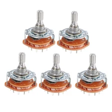 5Pcs 1 Pole 12 Positions 6mm Knurled Shaft Diameter Band Selector Rotary Switch