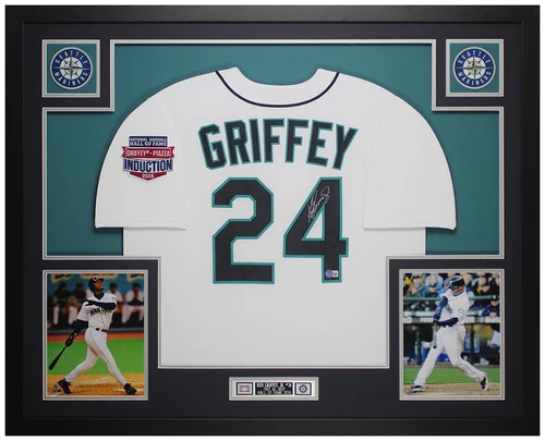 Ken Griffey Jr Autographed & Framed White Seattle Jersey Auto Beckett Cert