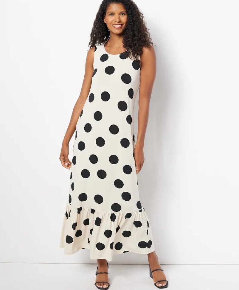 Truth + Style Regular Knit Printed Ruffle Midi Dress Tank/Black Medium A491904