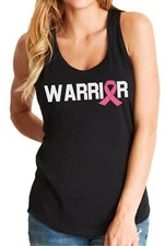 Warrior Pink Ribbon Tank Top Breast Cancer Awareness Run Walk Support Gift Shirt