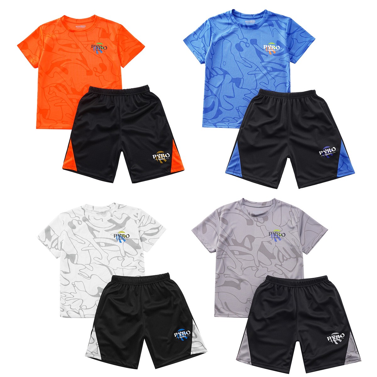 Kids Boys Tracksuits Football Outfits Casual Activewear Short Sleeve Shorts  Gym