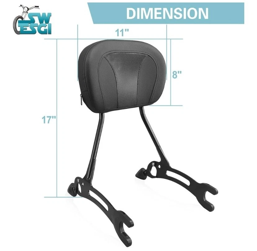 Respaldo de pasajero Quick Release Sissy Bar 2014-2025 Indian 17 pulgadas negro Foto 3 de 3