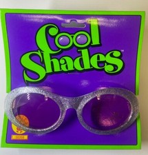 RUBIE'S SILVER GLITTER GLASSES WITH LIGHT PINK LENS SUNGLASSES