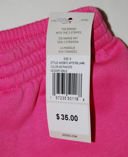 NWT adidas Little Girls Pink Stacked Logo Sweat Pants sz 6 - Picture 9 of 9
