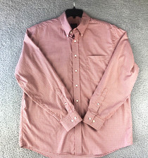 Jos A Bank Executive Dress Shirt L Large Red Plaid Long Sleeve Button Down