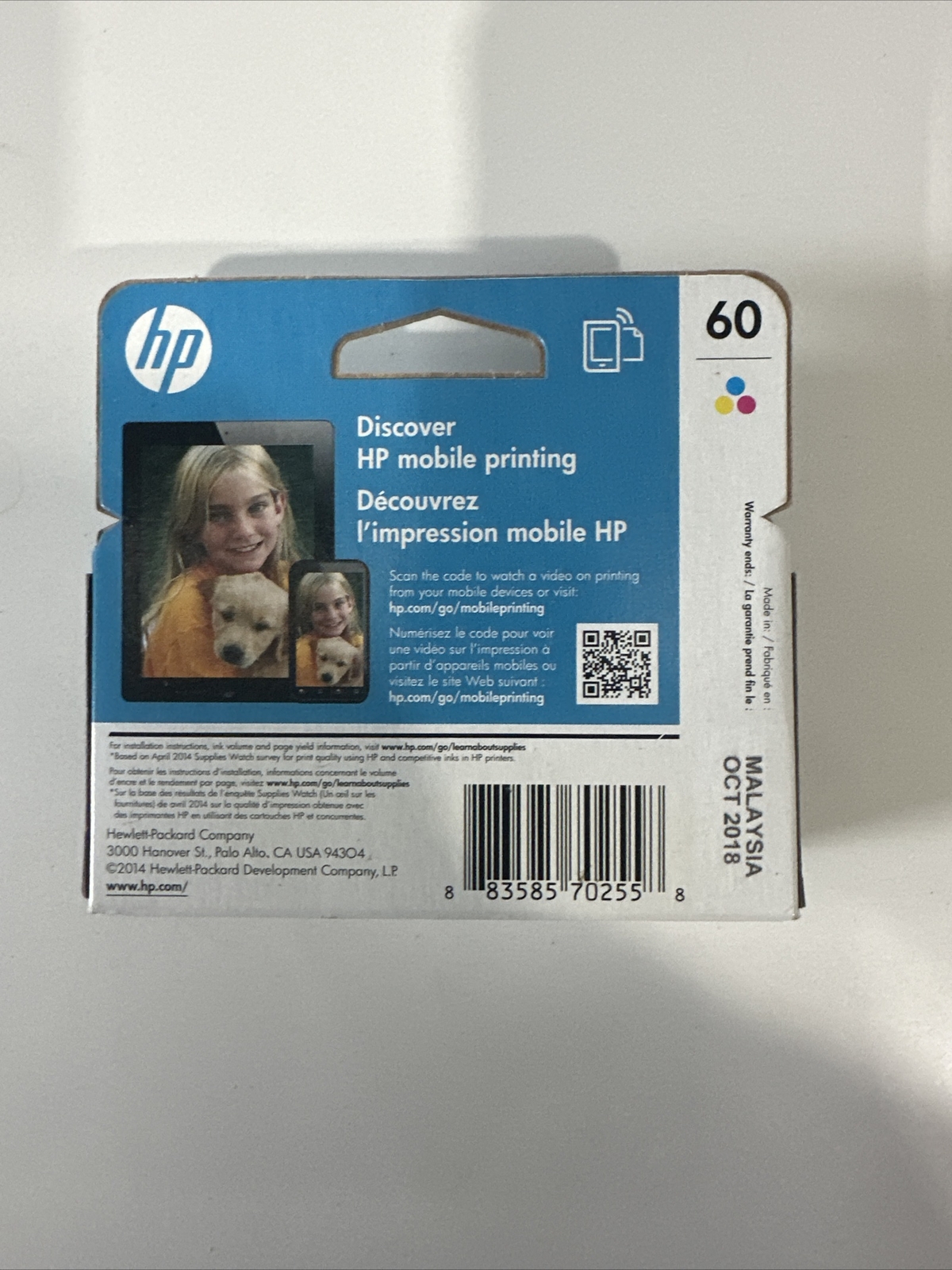 Genuine HP 60 Color Ink Cartridge for DeskJet D2530 D2545 F4440 F4580