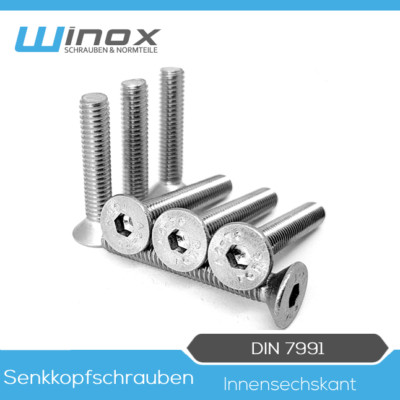 Senkkopfschrauben DIN 7991 M3 M4 M5 M6 M8 M10 M12 Edelstahl V2A Innensechskant