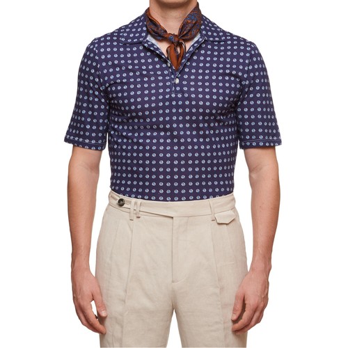 SARTORIO Napoli by KITON Navy Blue Cotton Pique Polo Shirt NEW US L EU 52