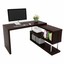 rotating l shaped computer desk, 51" large corner office desk with open brown