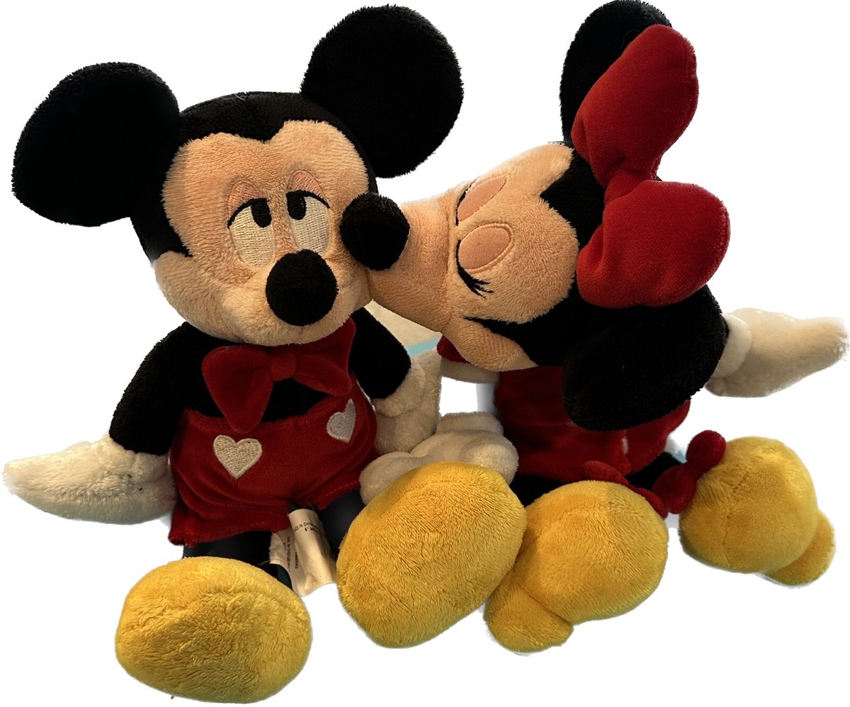 Disney Store Disney Kiss Mickey & Minnie Plush with Magnetic Kiss