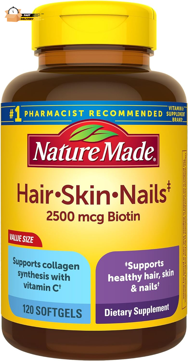 Hair Skin and Nails with Biotin 2500 Mcg, Dietary Supplement for He