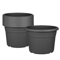 9X Blumentopf PflanzküBel Pflanztopf 30Cm Rund Kunststoff ÜBer TöPfe Anthrazit