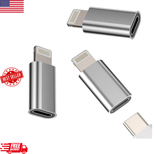 USB C Female to Lightning Male Adapter 3 Pack – MFi Certified for Apple Devices