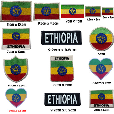 Äthiopien Nationalland verschiedene Größen Flagge Bügelbild bestickt Aufnäher Patch