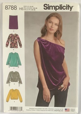 Simplicity 8788 Schnittmuster UNGESCHNITTEN geraffter Ausschnitt Ärmel Option Tops - 6 bis 14
