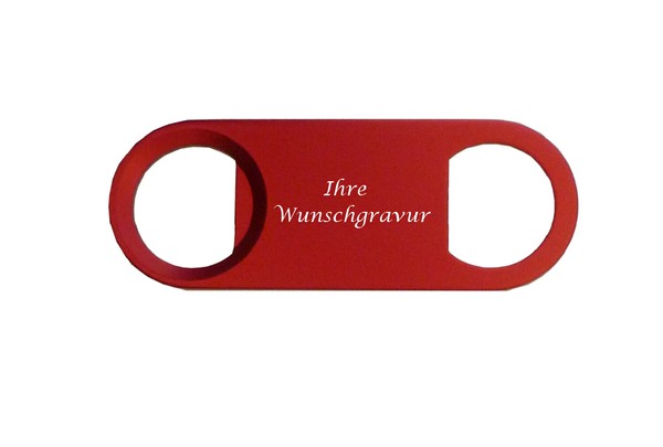 FlaschenöFfner Aus Metall Mit Gravur / Beidseitig Verwendbar / Farbe: Rot-image