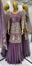 Function Wear Twil Net Purple Top And Palazzo With Dupatta For Women / Girls