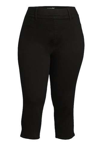 Terra & Sky Women's Plus Size 3X Pull-On Black Denim Capri Jeggings New With Tag