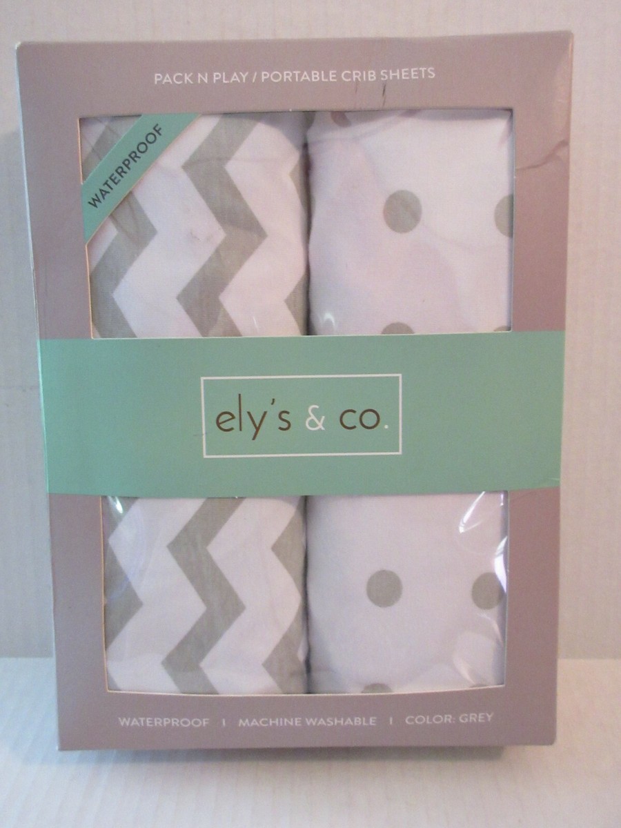 Ely's Waterproof Pack n Play Portable Crib Sheet Pk Chevron  Polka G