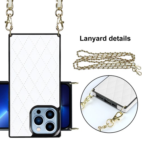 For iPhone 14 13 12 11 X 8 7 Anti-fall Luxury Leather Crossbody Phone Case+Strap - Photo 27 sur 64