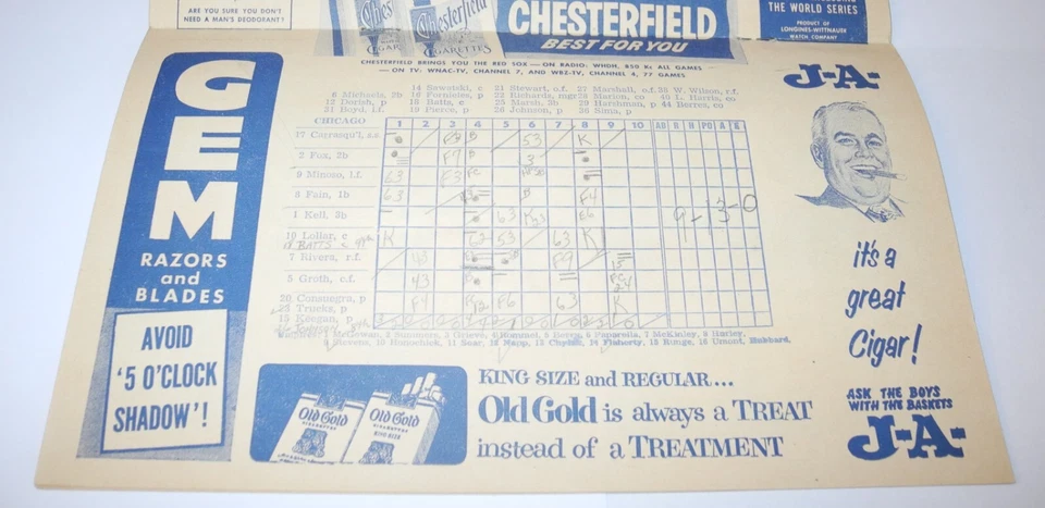 1954 Boston Red Sox White Sox Baseball Scorecard Program Scored 6/3 Williams HR - Image 4 of 4