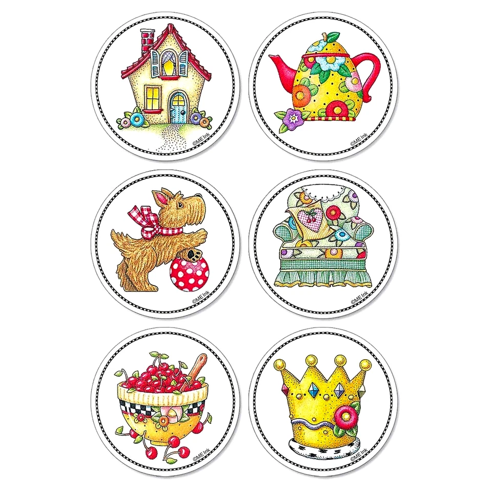 COLORFUL IMAGES 12 COLORFUL 1 5/8" ROUND MARY ENGELBREIT STICKERS SEALS USA MADE #64