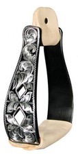 Showman Black Aluminum Polished Engraved Stirrups w/ Cut Out Diamonds FREE SHIP