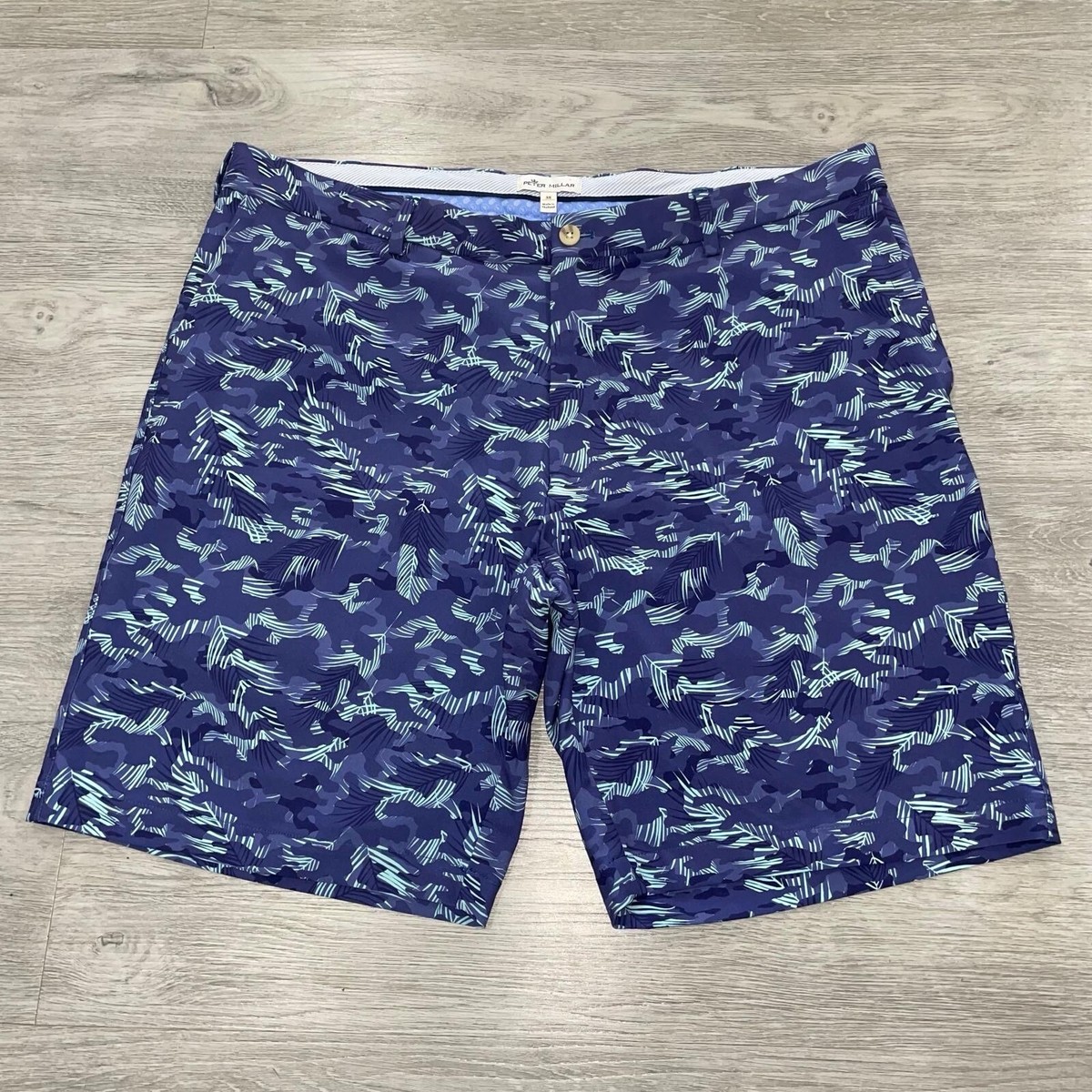 Peter Millar Golf Shorts Crown Sport Salem Tropical Camo Print Blue Men’s 38