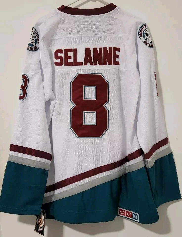 Camiseta Teemu Selanne "Throwback" CCM Anaheim Mighty Ducks NUEVA CON ETIQUETAS Foto 2 de 4
