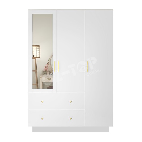 180cm Mirrored Wardrobe Cabinet Clothes Storage Organiser Cupboard LED White - Picture 10 of 12