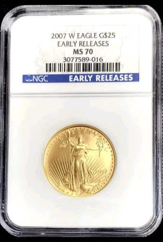 2007 W GOLD USA AMERICAN EAGLE $25 DOLLAR 1/2 OZ COIN NGC MS 70 EARLY RELEASES