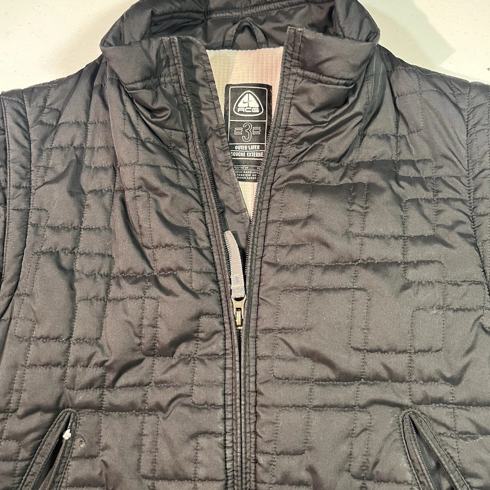Nike, Womens Vintage Nike ACG 3 Outer Layer Full Zip Black Puffer Vest/Jacket Size M