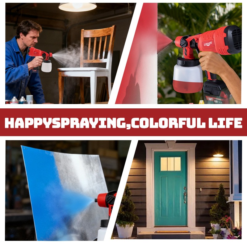 Cordless Paint Sprayer for Milwaukee 18V Battery 1000ML HVLP Spray Paint Gun Red