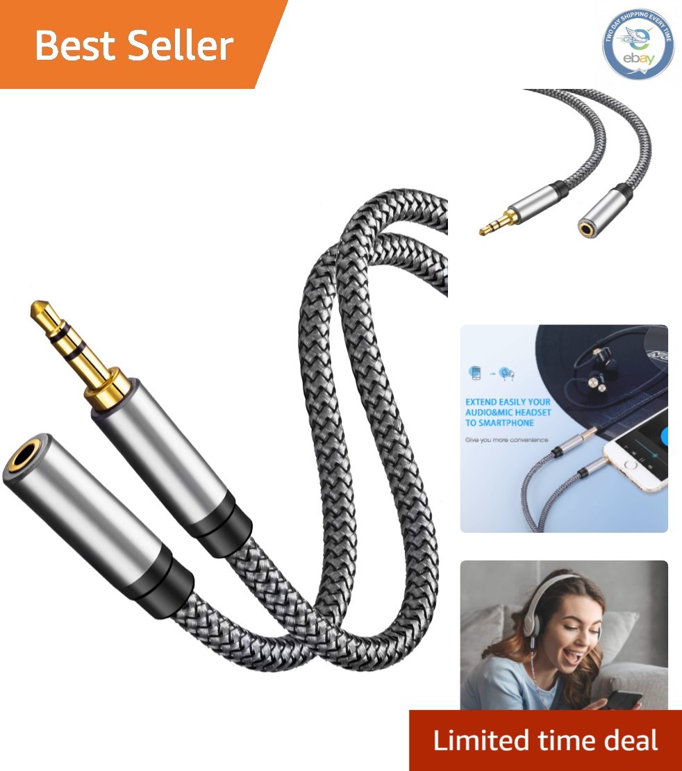 3.5mm Audio Extension Cable 3Ft - Braided for Superior Sound