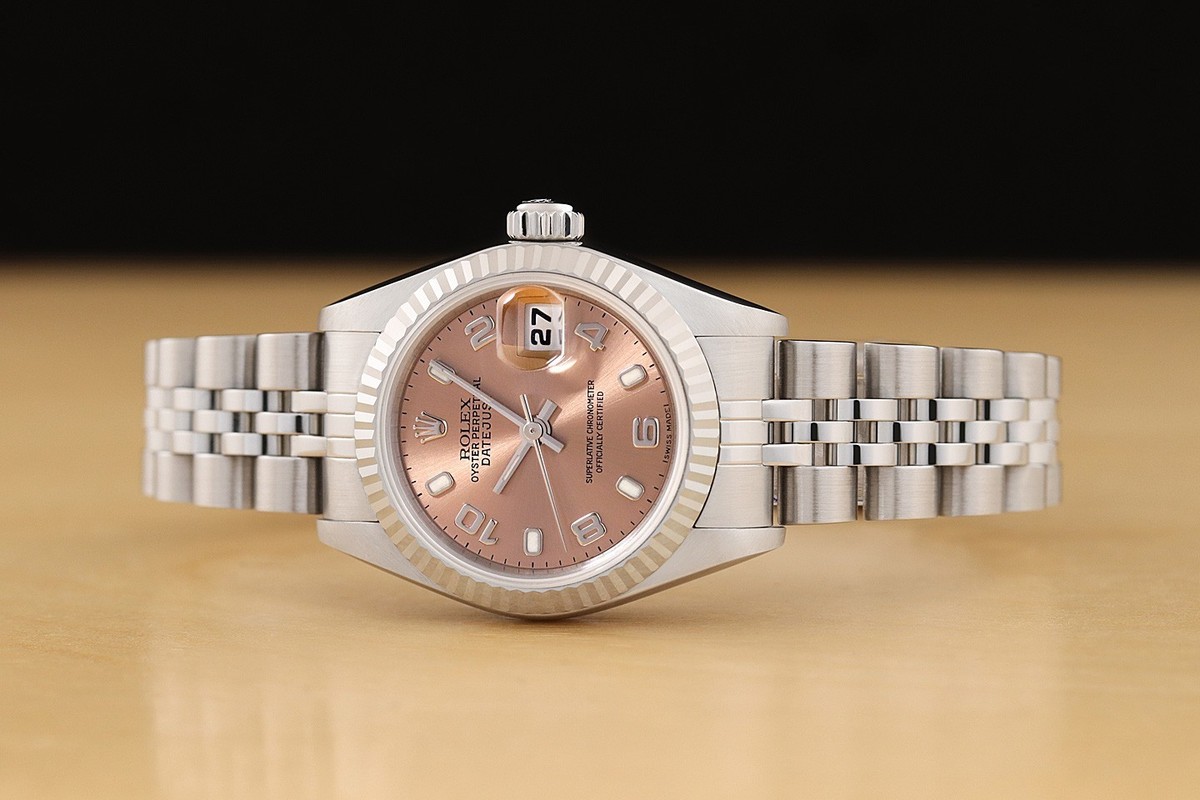 ROLEX LADIES DATEJUST 79174 SALMON ARABIC DIAL 18K WHITE GOLD