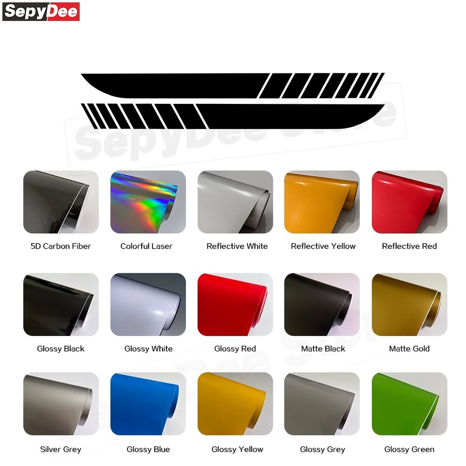 Calcomanía de película de vinilo a rayas para faldón lateral de puerta de coche de carreras para Toyota Highlander Foto 2 de 4