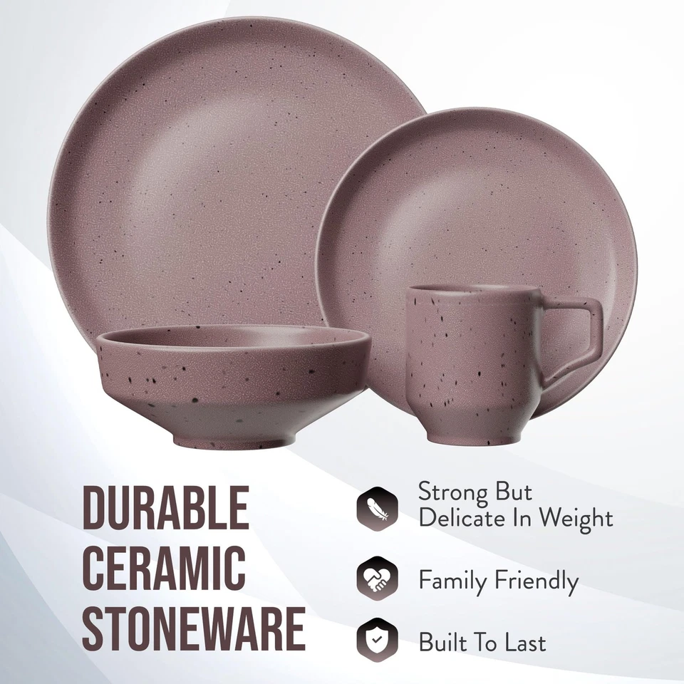 Reactive 4-Piece Stoneware Place Setting | Coffee Mug, Bowl, Plate Set | Kitc... - Image 4 of 4