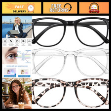 3 Pack Blue Light Blocking Glasses - Black, Transparent Leopard Styles