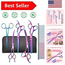 Luxury Stainless Steel Dog Grooming Scissors Set with Curved and Straight Blades