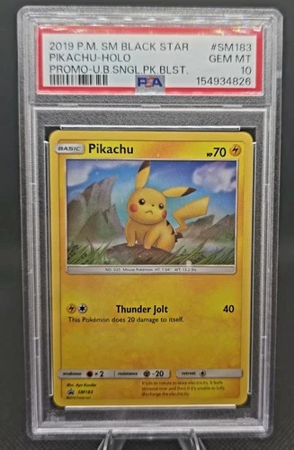 PSA 10 - 2019 PIKACHU SM183 HOLO BLACK STAR PROMO GEM MINT POKEMON
