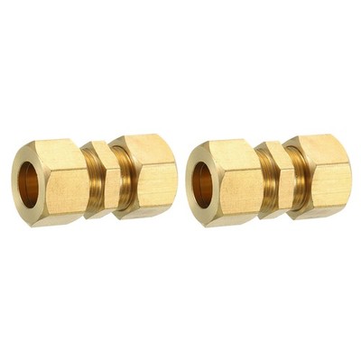 2Pcs Brass Compression Tube Fitting 14 mm Tube OD Connector Union