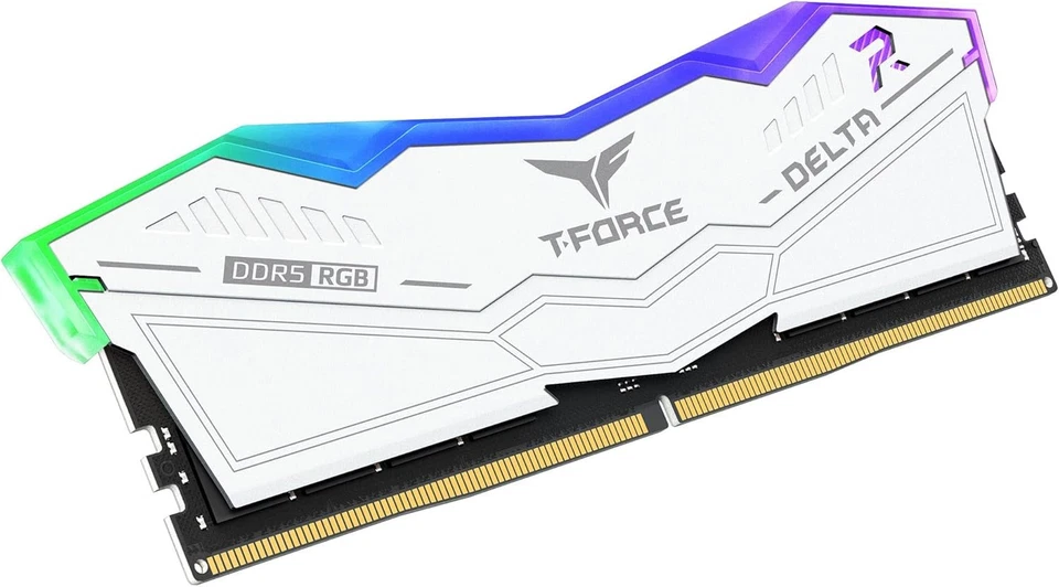 T-Force Delta RGB 32GB (2 x 16GB) DDR5 6400 MT/s CL38 Desktop RAM EXPO XMP White - Image 2 of 3