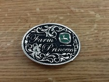 John Deere Farm Princess Belt Buckle Tractor Green Silver Tone