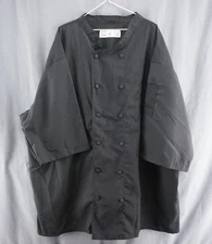 Pinnacle Chef Trends Coat 12 Knot Button Down Black Jacket Short Sleeve 5X NEW