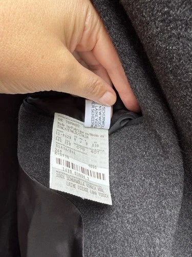 Vintage Hugo Boss Men's Gray Long Wool Overcoat Size 40L Lined Pockets Notch image 6