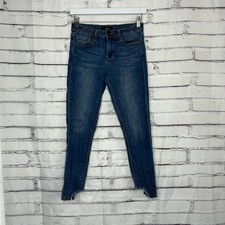 Vervet Flying Monkey High Rise Skinny Jeans Women’s 26 Raw Hem Medium Wash
