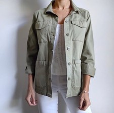 Sanctuary Crafted Tailored Utility Jacket L Womens Large Olive Green Military Ca
