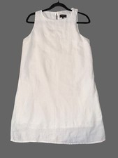 Quince 100% European Linen Tank Mini Dress White Cotton Sz S Lined Pockets Beach