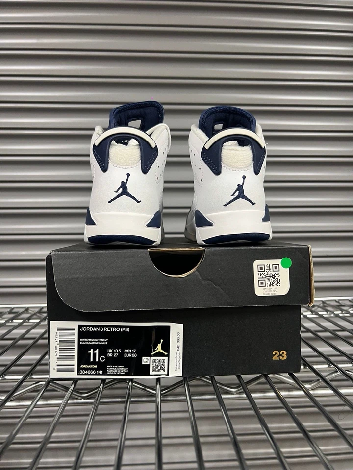 Air Jordan 6 Retro TD Midnight Azul Marino Talla [384667-141] 5C - 10C - Totalmente Nuevo Foto 3 de 4